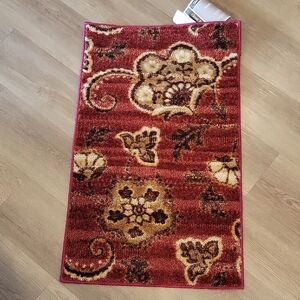 Mohawk Floral Patterned Rug in Red and Brown